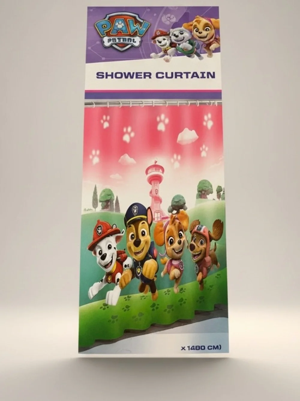 Paw Patrol Pink, Green & Blue Kids Shower Curtain